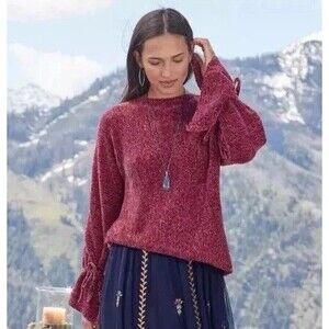 Sundance Sweater PL  Samantha‎ Pullover Chenille Womens Dark Pink-Red